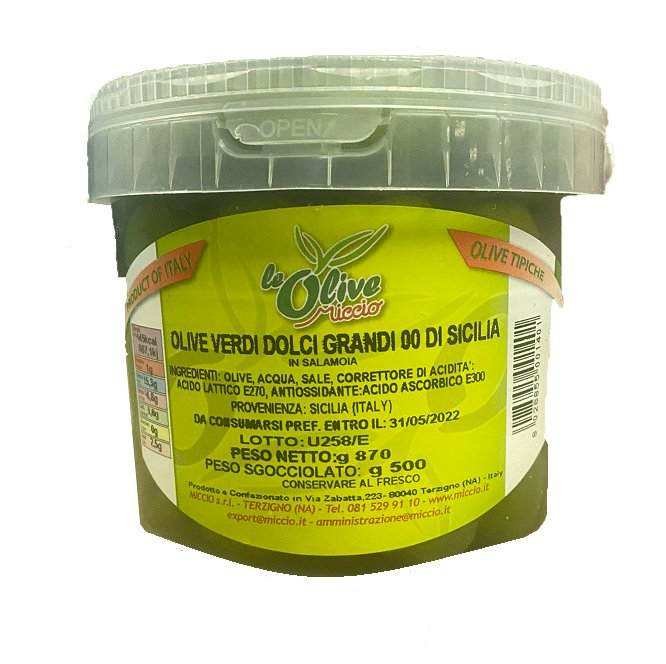 Olive Verdi Dolci Siciliane - 500gr. - PrezzoBlu