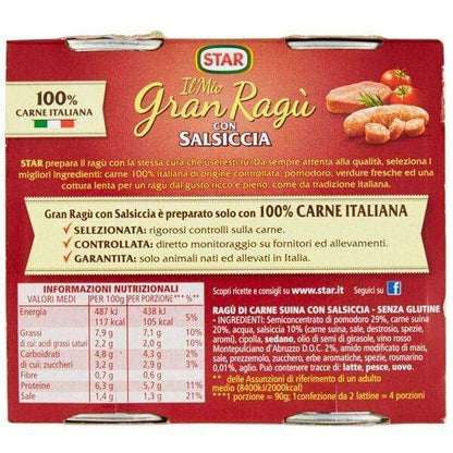 Star Gran Ragú Fleischsauce & Salsiccia - 2x180 gr.